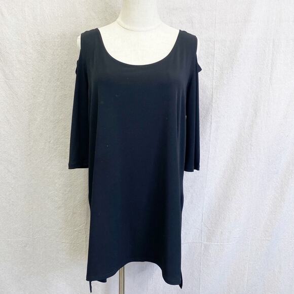 CLARA SUNWOO black Signature Cold Shoulder Tunic size Medium made in USA - Picture 9 of 12